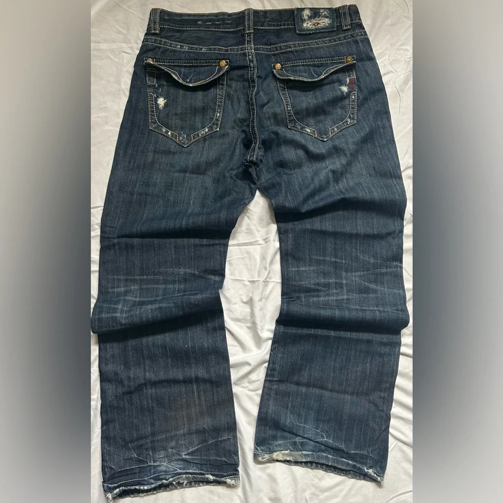 Men's Distressed Bootcut Jeans - Picture 2 of 2